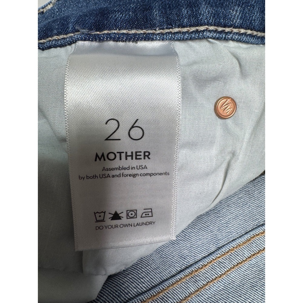 Mother The Mid Rise Dazzler Ankle Fray Jeans This Time Next Year Blue Size 26 - Picture 2 of 7